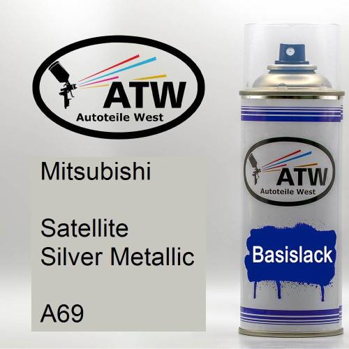 Mitsubishi, Satellite Silver Metallic, A69: 400ml Sprühdose, von ATW Autoteile West.